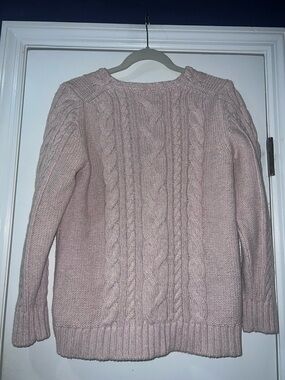 Classic Cable Crewneck Sweater in Light Pink